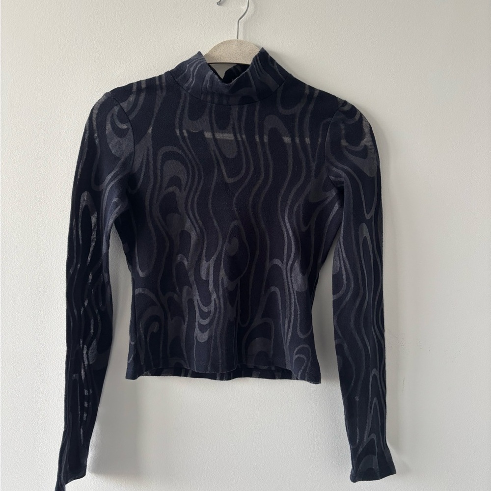 Eckhaus Latta Black Swirl Long Sleeve Top